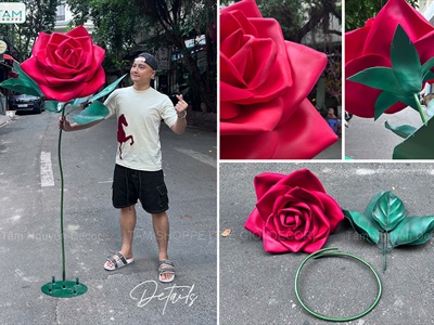 [Order 3-5 ngày] Cành hoa Hồng cỡ lớn [Nhẹ - Có đế tự đứng] D180cm CANHHOA-11